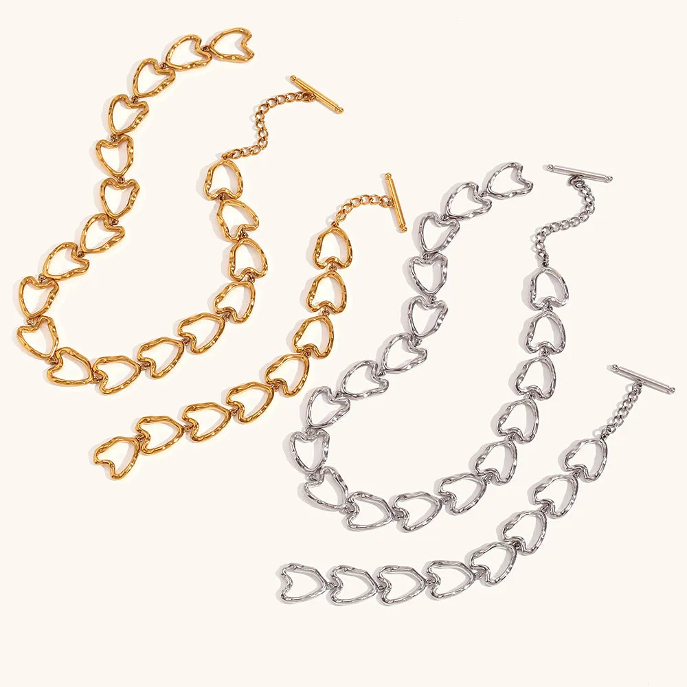 Wholesale Cast Love Stainless Steel Gold Plated Handmade Chain Bracelet light_wish_jewels