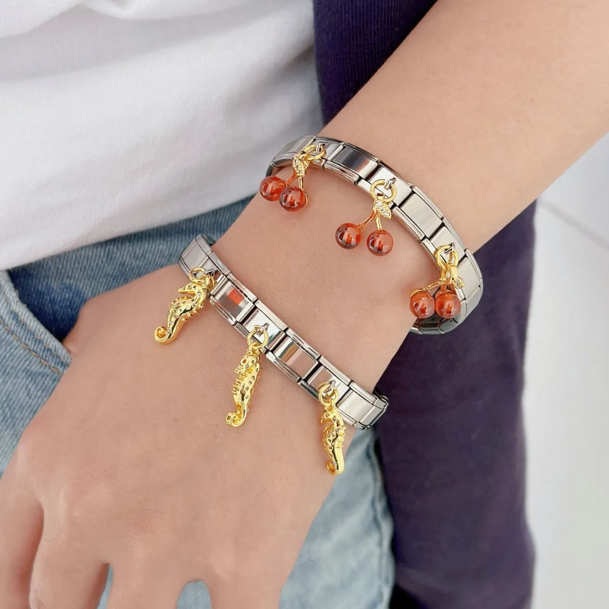 Wholesale Cherry Seahorse Stainless Steel Bracelet light_wish_jewels