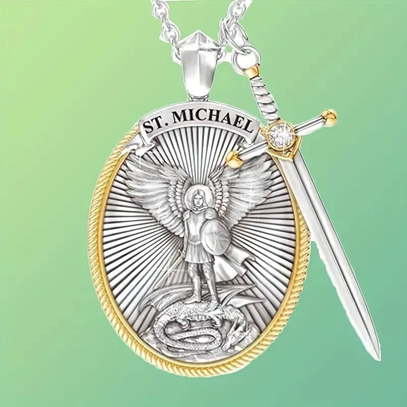 Wholesale Circular Shield Sword Alloy Necklaces