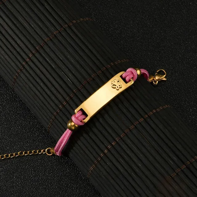 Wholesale Colored Rope Children's Curved Brand Engraved Hollow Moon Love Bracelet