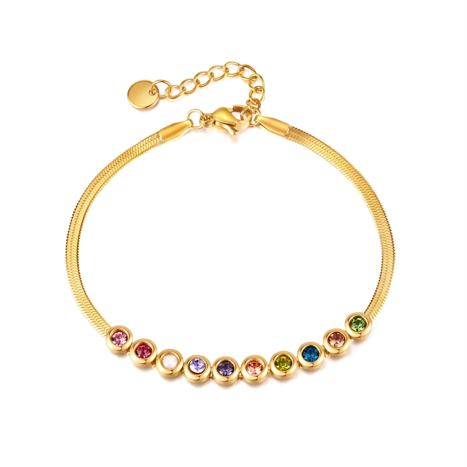 Wholesale Colored Zirconia Flat Blade Stainless Steel Bracelet light_wish_jewels
