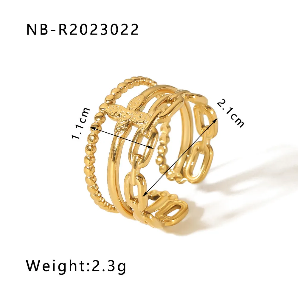 Wholesale commuter stainless steel open ring heart-shaped geometric titanium steel ring fashion simple  Personality ring female