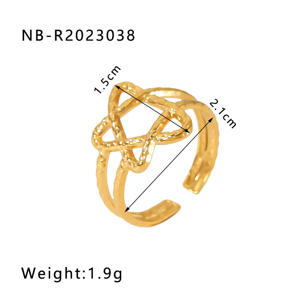 Wholesale commuter stainless steel open ring heart-shaped geometric titanium steel ring fashion simple  Personality ring female