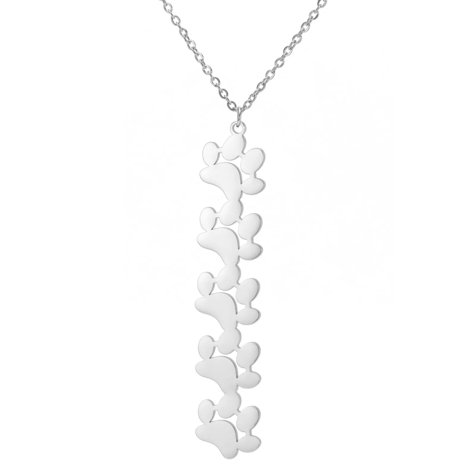 Wholesale Continuous Cat Paw Animal Footprint Pendant Stainless Steel Necklace
