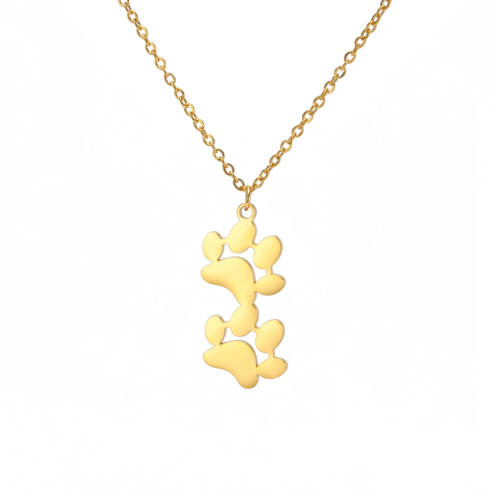 Wholesale Continuous Cat Paw Animal Footprint Pendant Stainless Steel Necklace