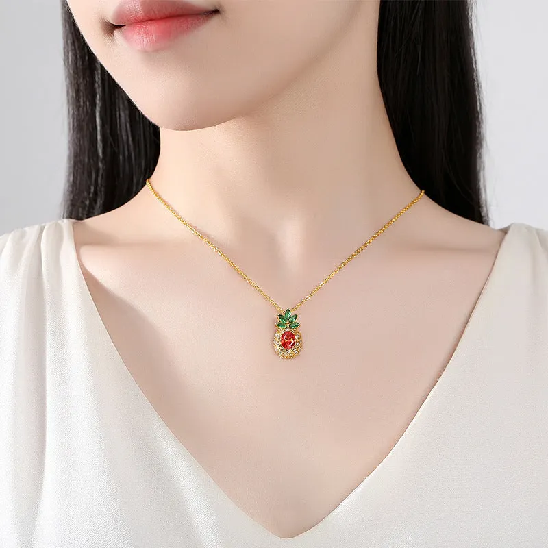 Wholesale Copper Diamond Carrot Pendant Creative Necklace
