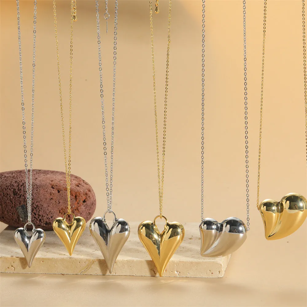 Wholesale Copper Plated 14K Gold Heart Shaped Pendant Clavicle Chain light_wish_jewels