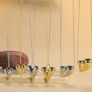 Wholesale Copper Plated 14K Gold Heart Shaped Pendant Clavicle Chain light_wish_jewels