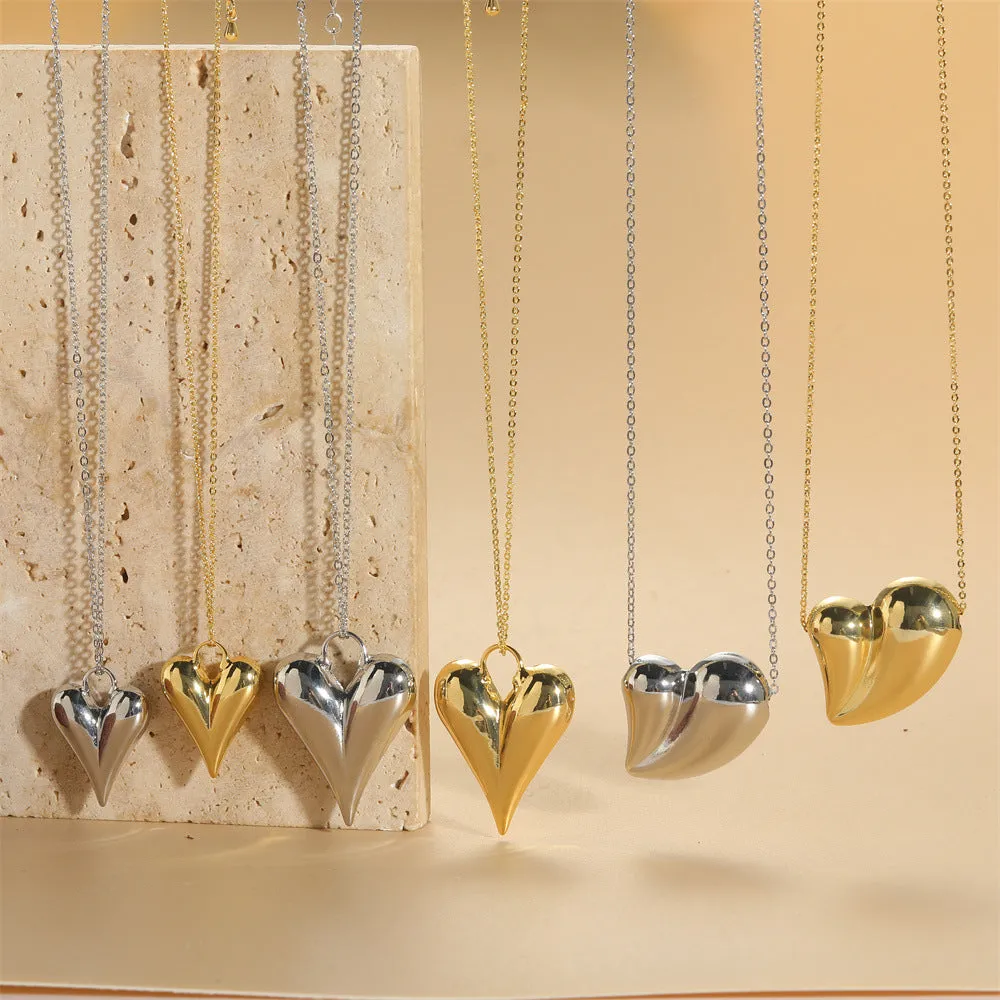 Wholesale Copper Plated 14K Gold Heart Shaped Pendant Clavicle Chain