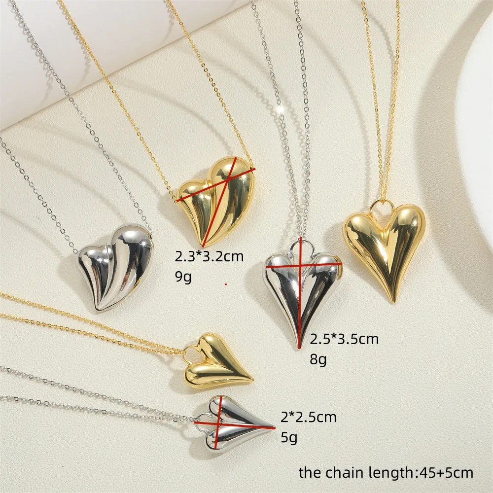 Wholesale Copper Plated 14K Gold Heart Shaped Pendant Clavicle Chain