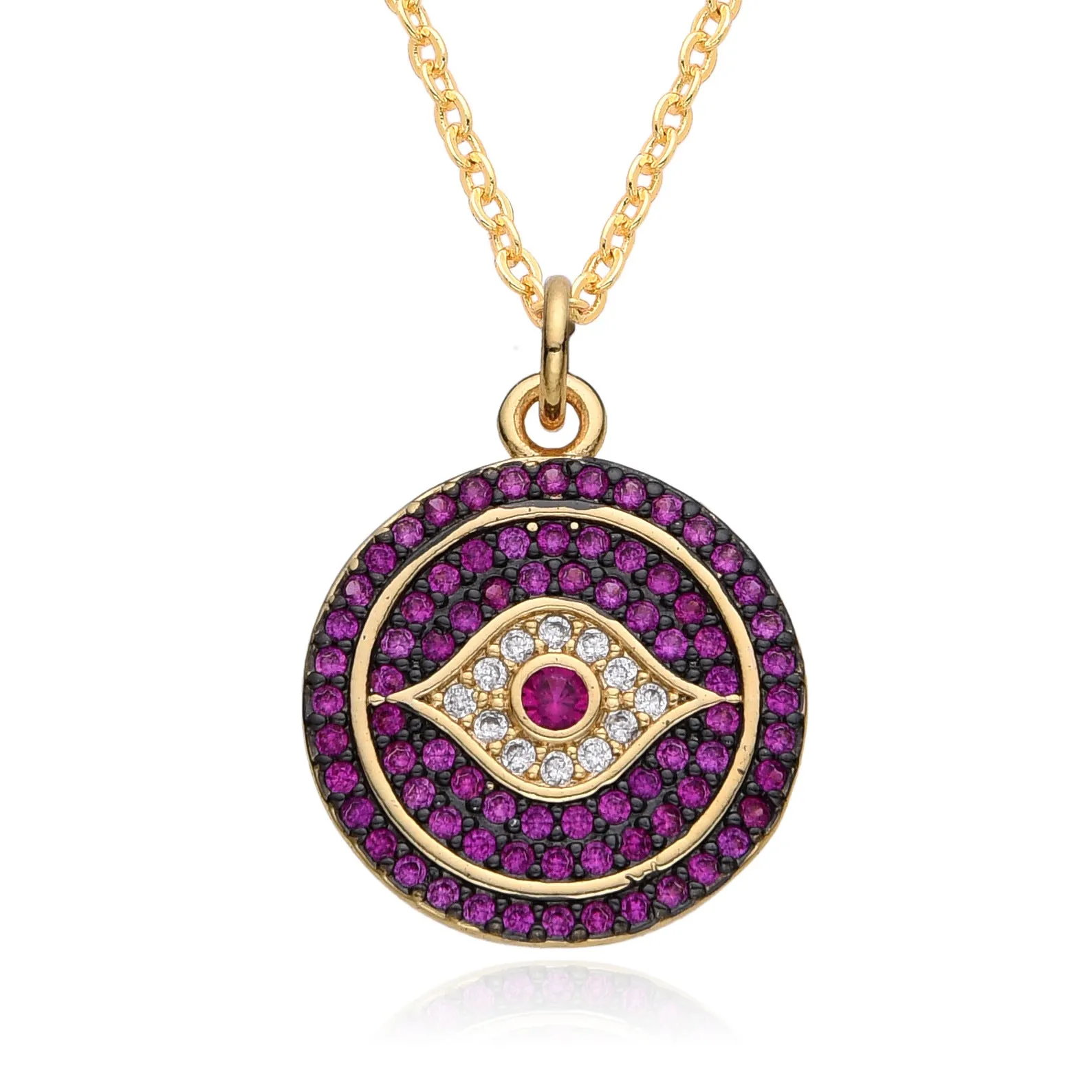 Wholesale Creative Exaggerated Round Devil Eye Necklace Clavicle Chain