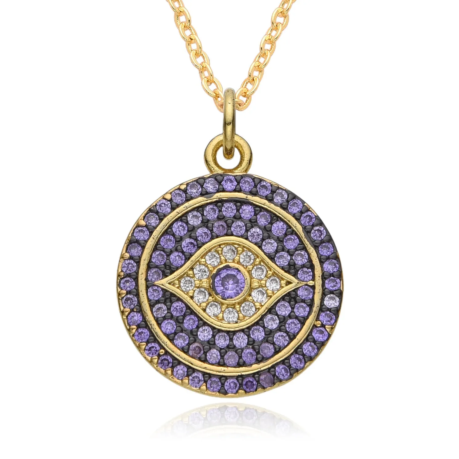 Wholesale Creative Exaggerated Round Devil Eye Necklace Clavicle Chain