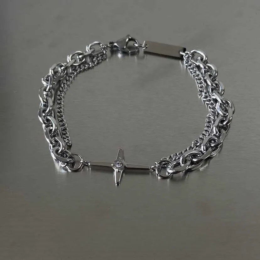 Wholesale Cross Diamond-encrusted Double-layer ins Design Hip-hop Simple All-match Accessories light_wish_jewels