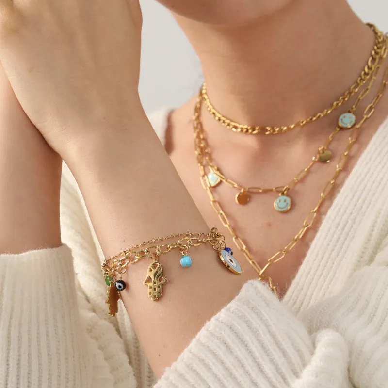 Wholesale Devil Eye Electroplated Metal Bracelet
