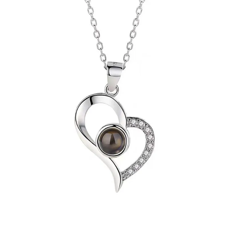 Wholesale Diagonal Peach Heart Titanium Steel Necklaces