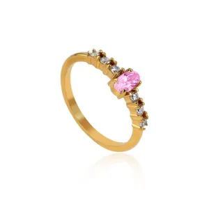 Wholesale Diamond Horizontal Oval Crown Shape Stainless Steel 18K Gold Ring light_wish_jewels