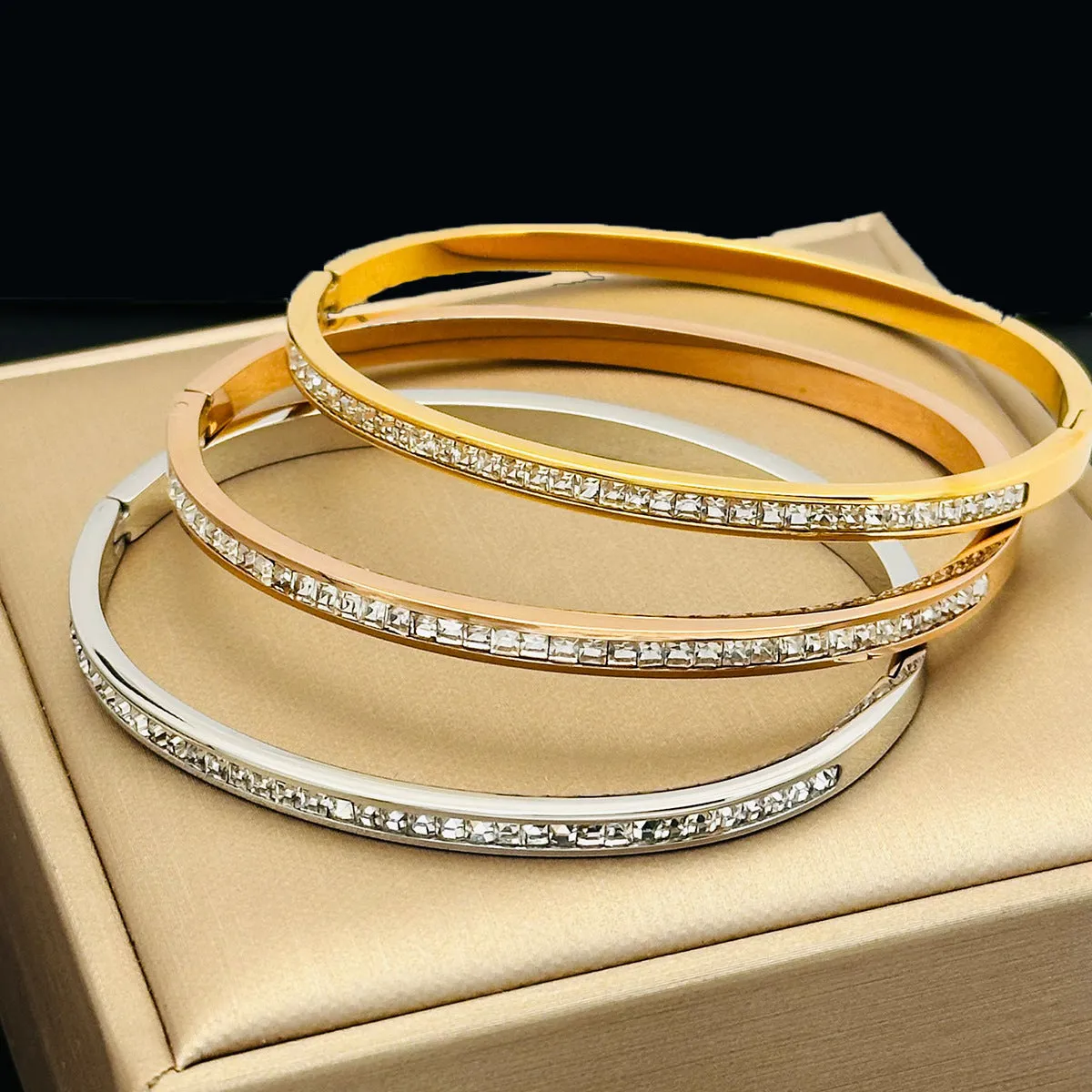 Wholesale Diamond Simple Titanium Steel Bracelet light_wish_jewels