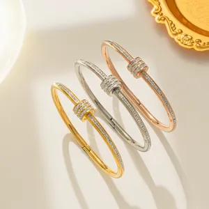 Wholesale Diamond titanium steel Taigang rose gold open bracelet light_wish_jewels
