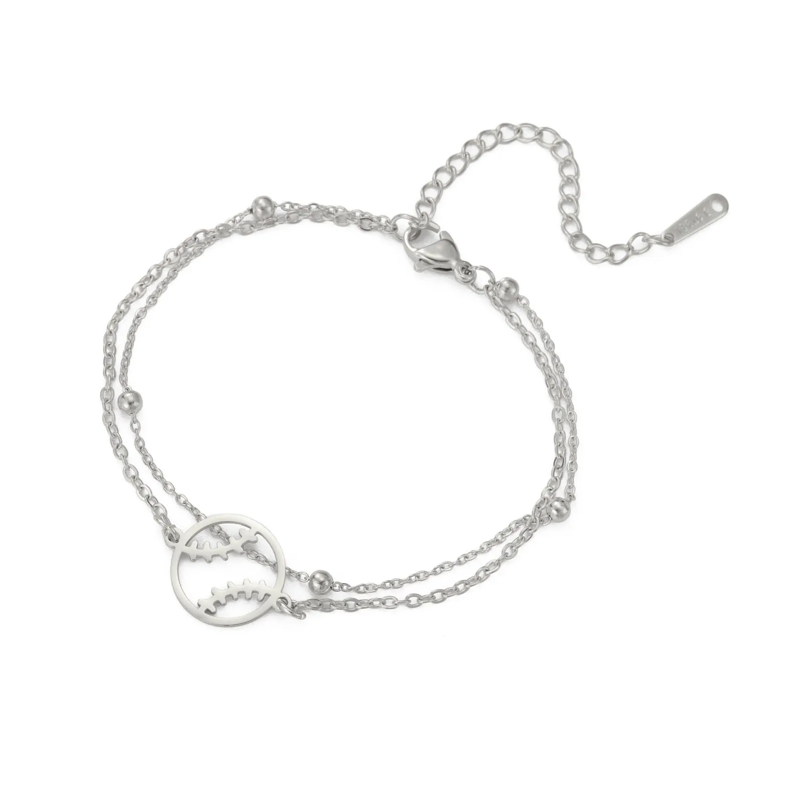 Wholesale Double Hole Volleyball Basketball Pendant Stainless Steel Bracelet