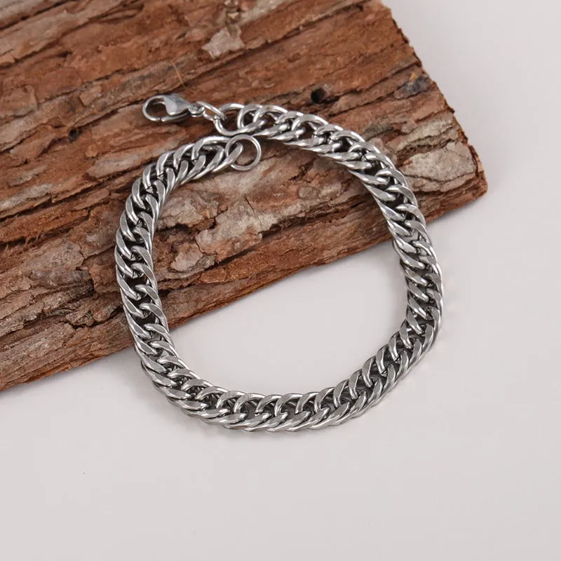 Wholesale Double Woven Four Sided Grinding Titanium Steel Personalized Trendy Hip Hop Bracelet light_wish_jewels