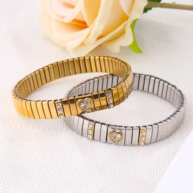 Wholesale Elastic Titanium Steel Diamond Bracelet light_wish_jewels