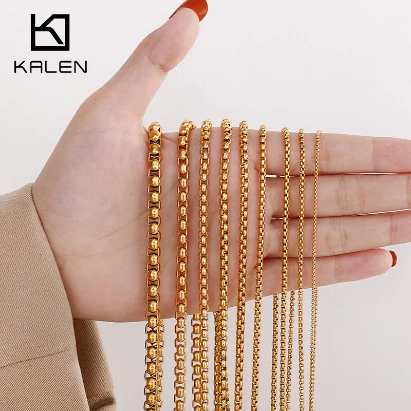 Wholesale Electroplated 18K Gold Square Pearl Stainless Steel Multi-Specification Necklaces light_wish_jewels