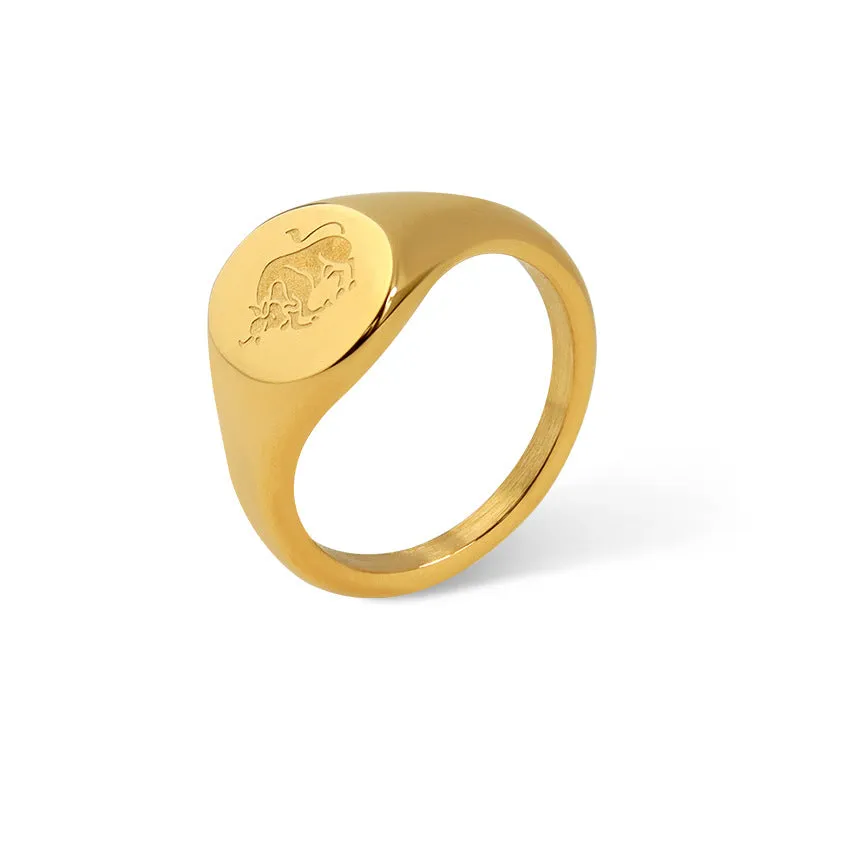 Wholesale Engraved Pattern Stainless Steel Electroplated 18K Gold Engraved Constellation Pattern Ring light_wish_jewels