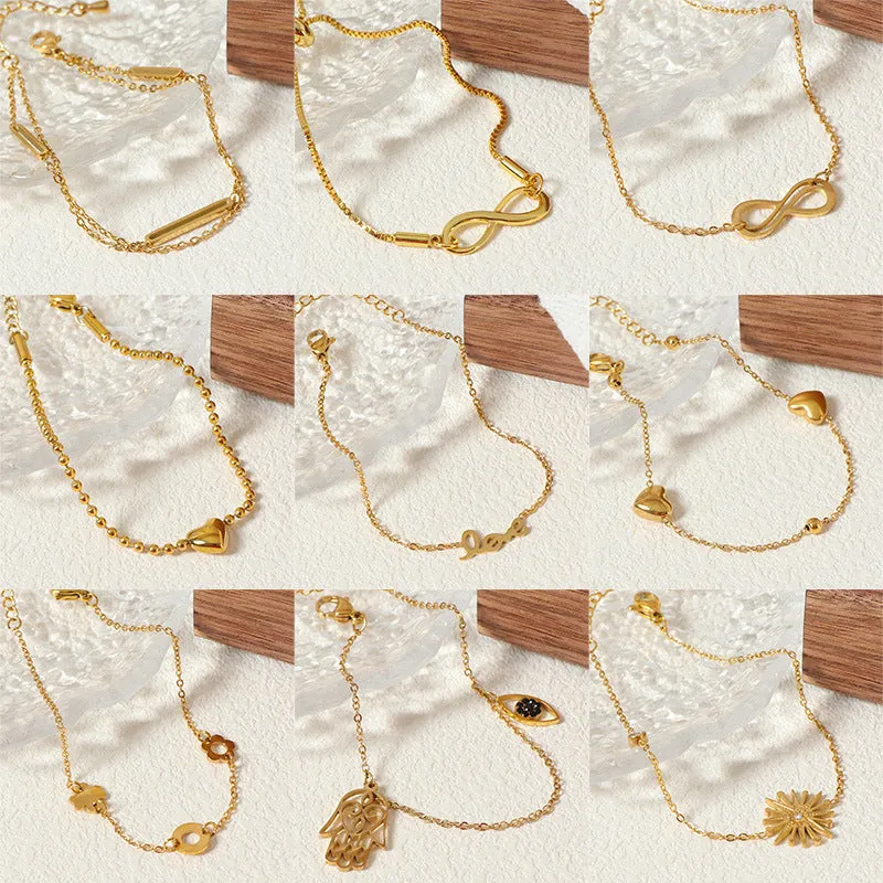 Wholesale Fashion all-match titanium steel bracelet women's European and American new 18K gold stainless steel love bracelet high sense light_wish_jewels