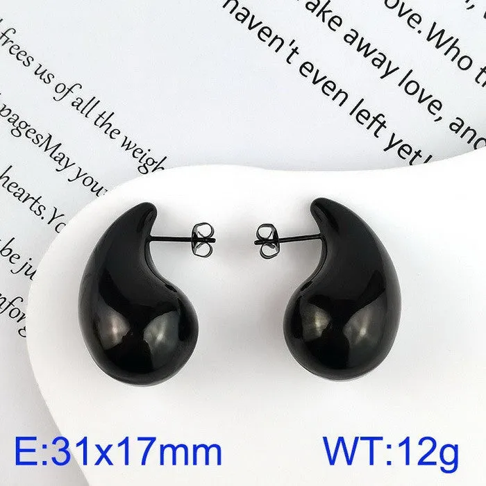 Wholesale Fashion High-end Design Chubby Water Drop Earrings Stainless Steel Hollow Necklace Temperament All-match Set