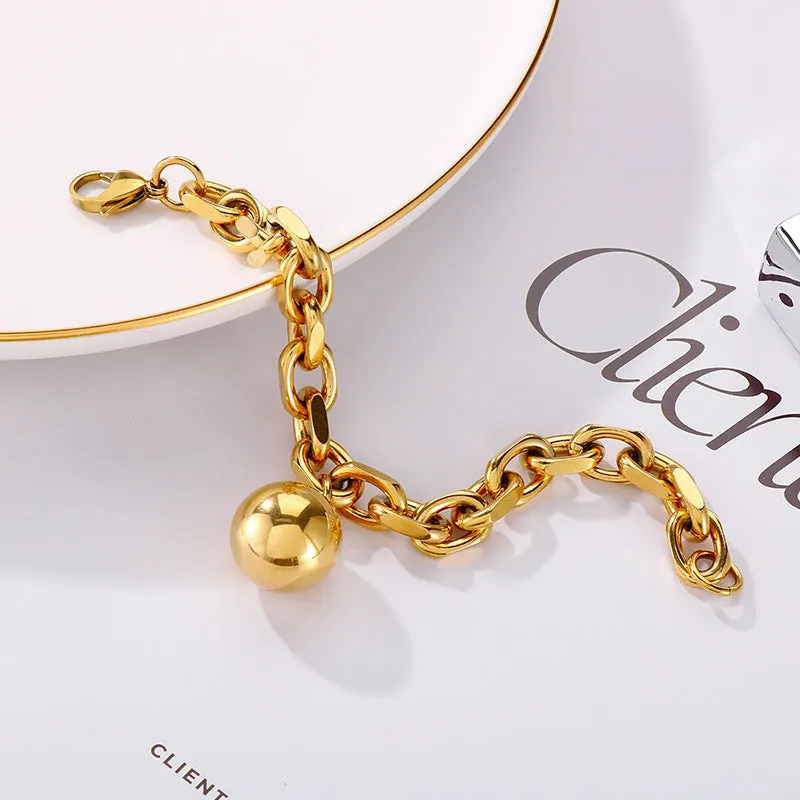 Wholesale Fashion Retro Light Luxury Hollow Steel Ball Stainless Steel Wish-granting Bracelet