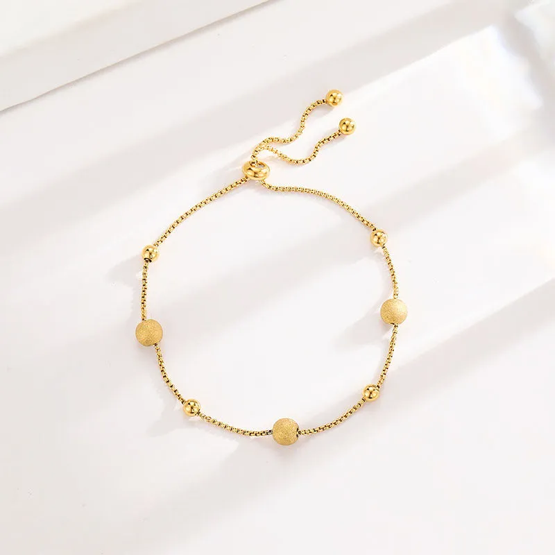 Wholesale Fashion Small Gold Bead Pull-out Titanium Steel Bracelet