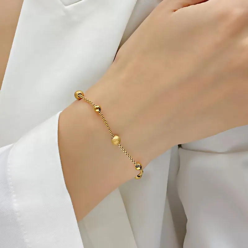 Wholesale Fashion Small Gold Bead Pull-out Titanium Steel Bracelet light_wish_jewels