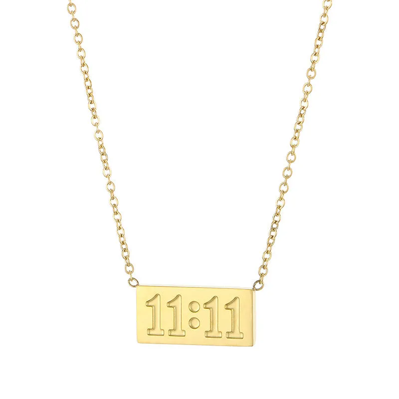 Wholesale Fashionable and Simple 11:11 Square Brand High-grade Stainless Steel Number Necklaces