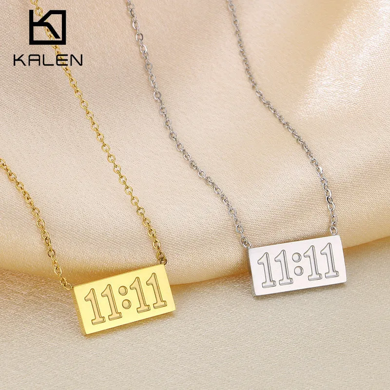 Wholesale Fashionable and Simple 11:11 Square Brand High-grade Stainless Steel Number Necklaces light_wish_jewels