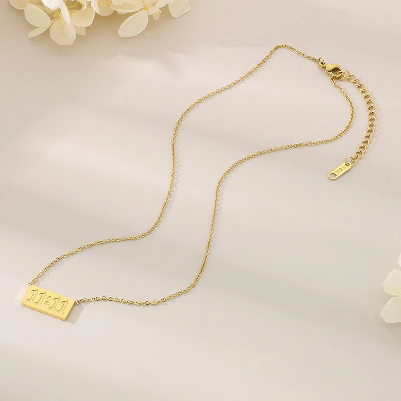 Wholesale Fashionable and Simple 11:11 Square Brand High-grade Stainless Steel Number Necklaces