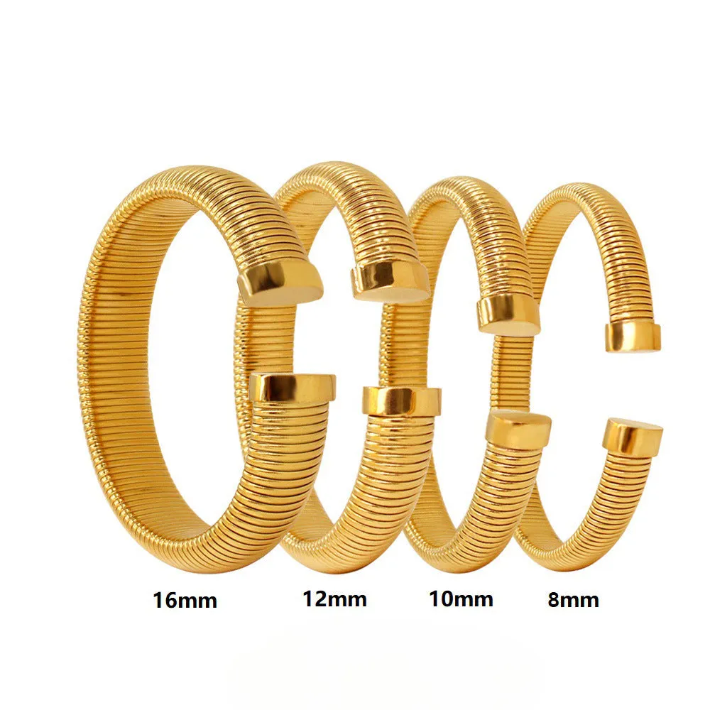 Wholesale Fashionable C-shaped Titanium Steel 18K Gold Open Bracelet light_wish_jewels