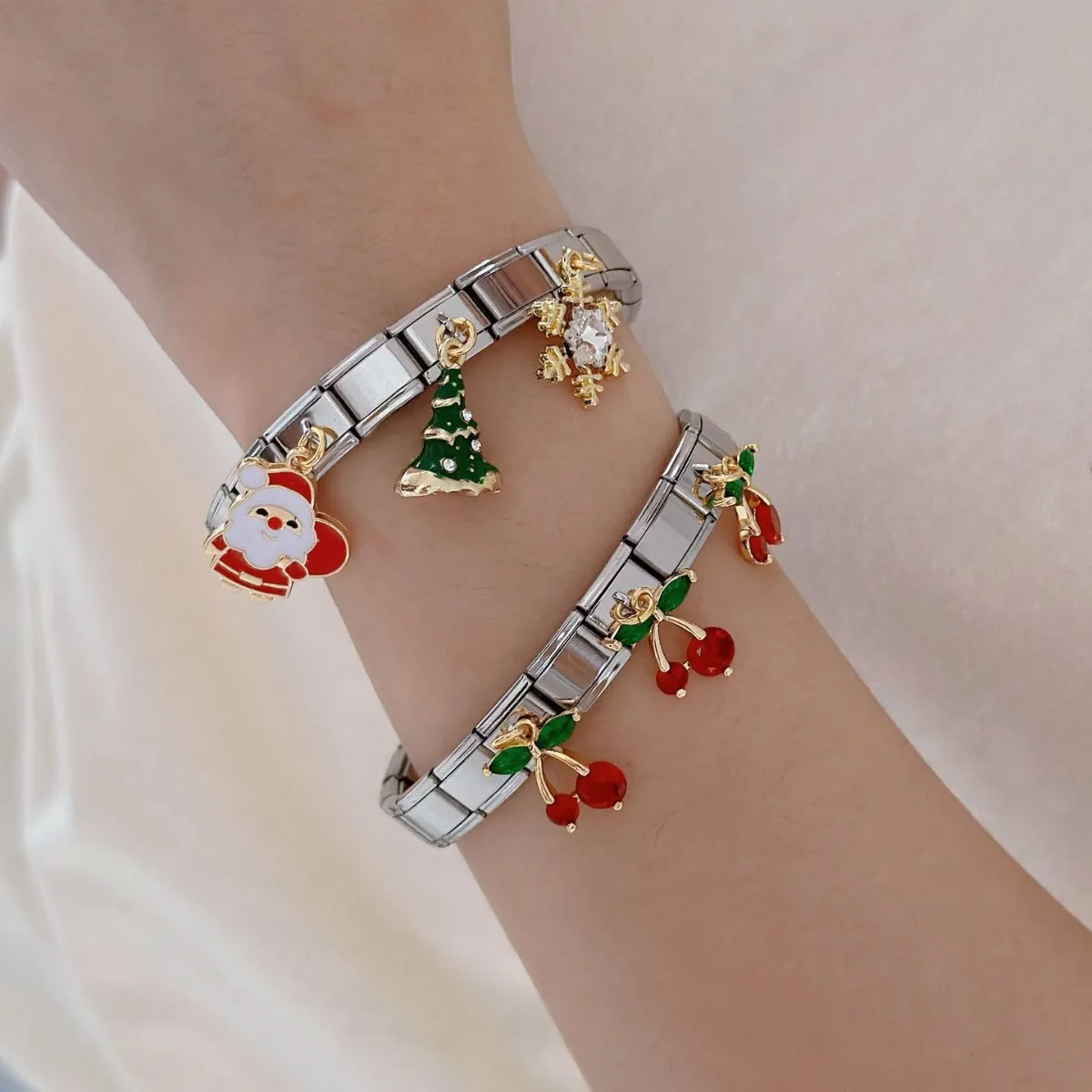 Wholesale Fruit Cherry Creative Christmas Elements Personalized Bracelet light_wish_jewels