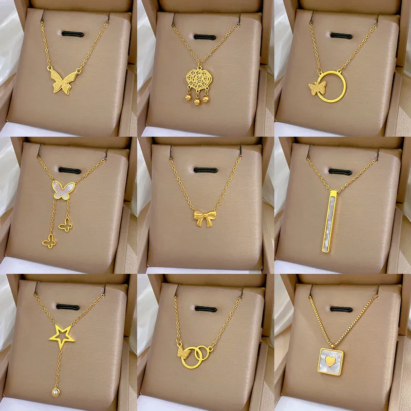 Wholesale Geometric Animal Personalized 18k Gold Plated Clavicle Chain light_wish_jewels