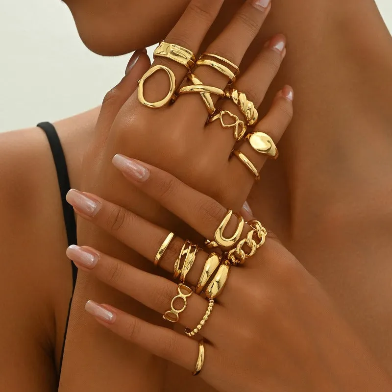 Wholesale Geometric Light Luxury Style Heart Design Open Personality Niche Design Versatile Rings light_wish_jewels