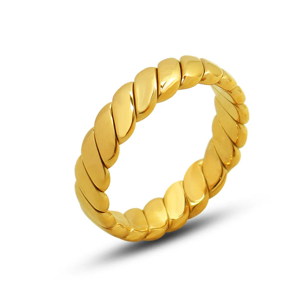 Wholesale Geometric Plain Titanium Steel Plated 18K Real Gold Vintage Ring