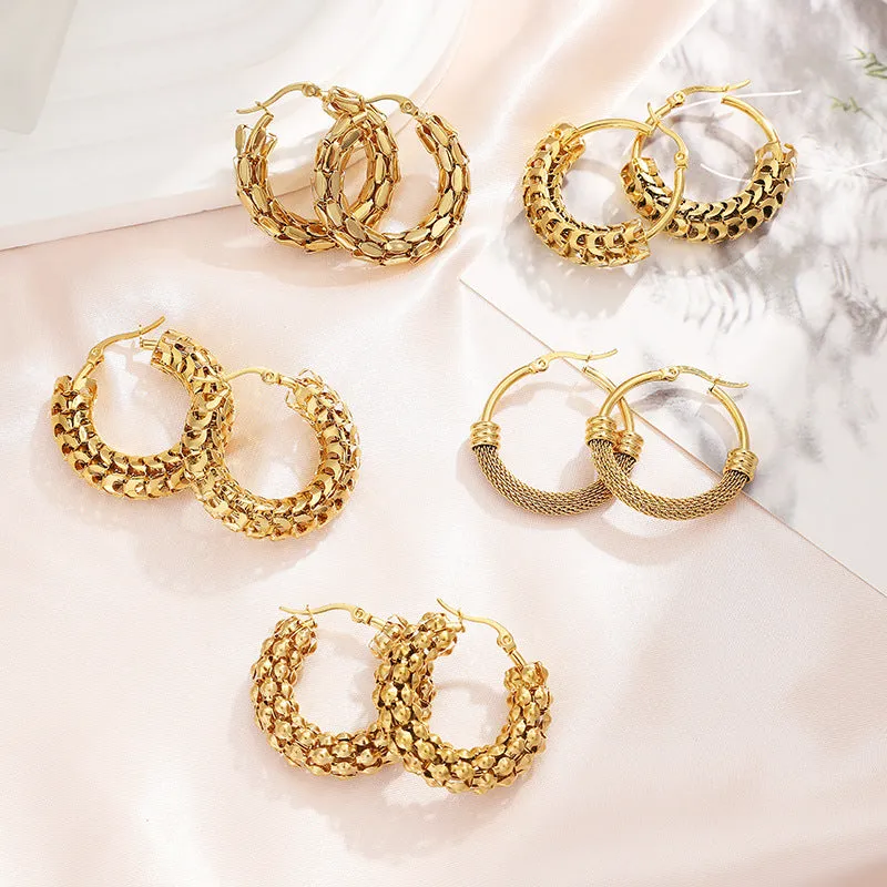 Wholesale gold plated hollow ring earrings