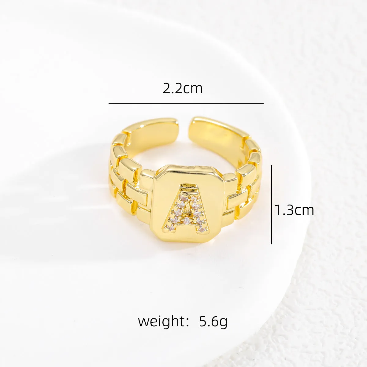 Wholesale Gold plated letter series open ring