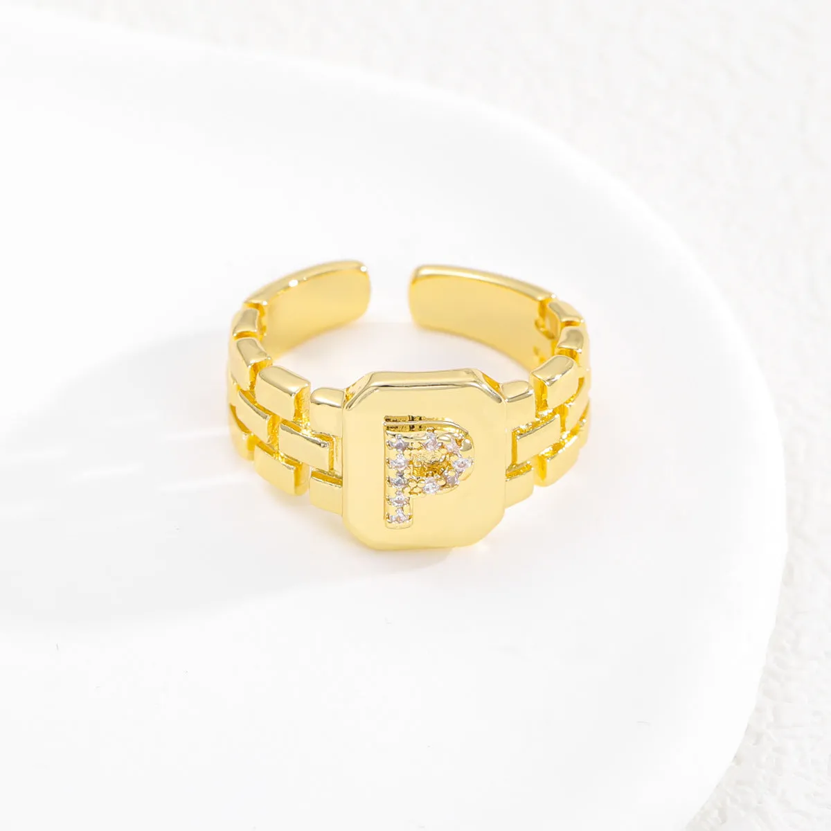 Wholesale Gold plated letter series open ring