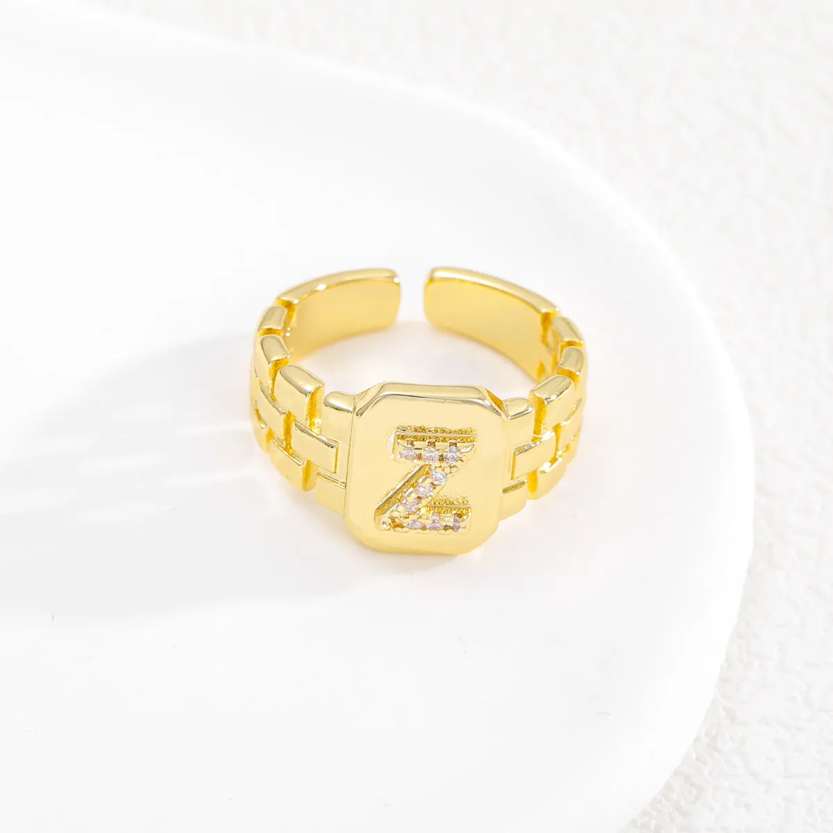 Wholesale Gold plated letter series open ring