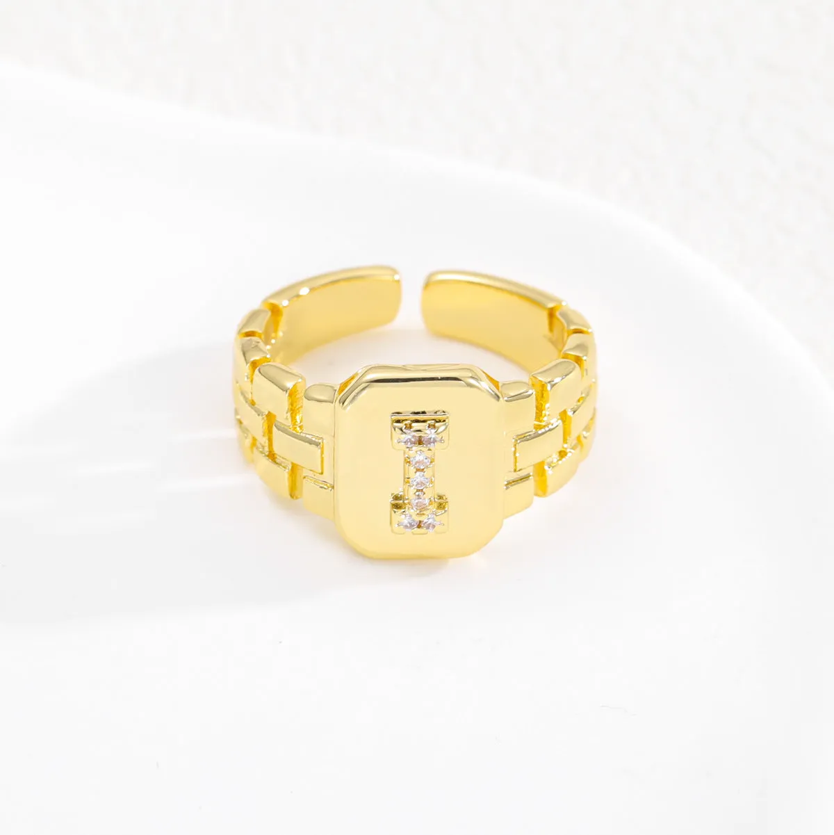 Wholesale Gold plated letter series open ring