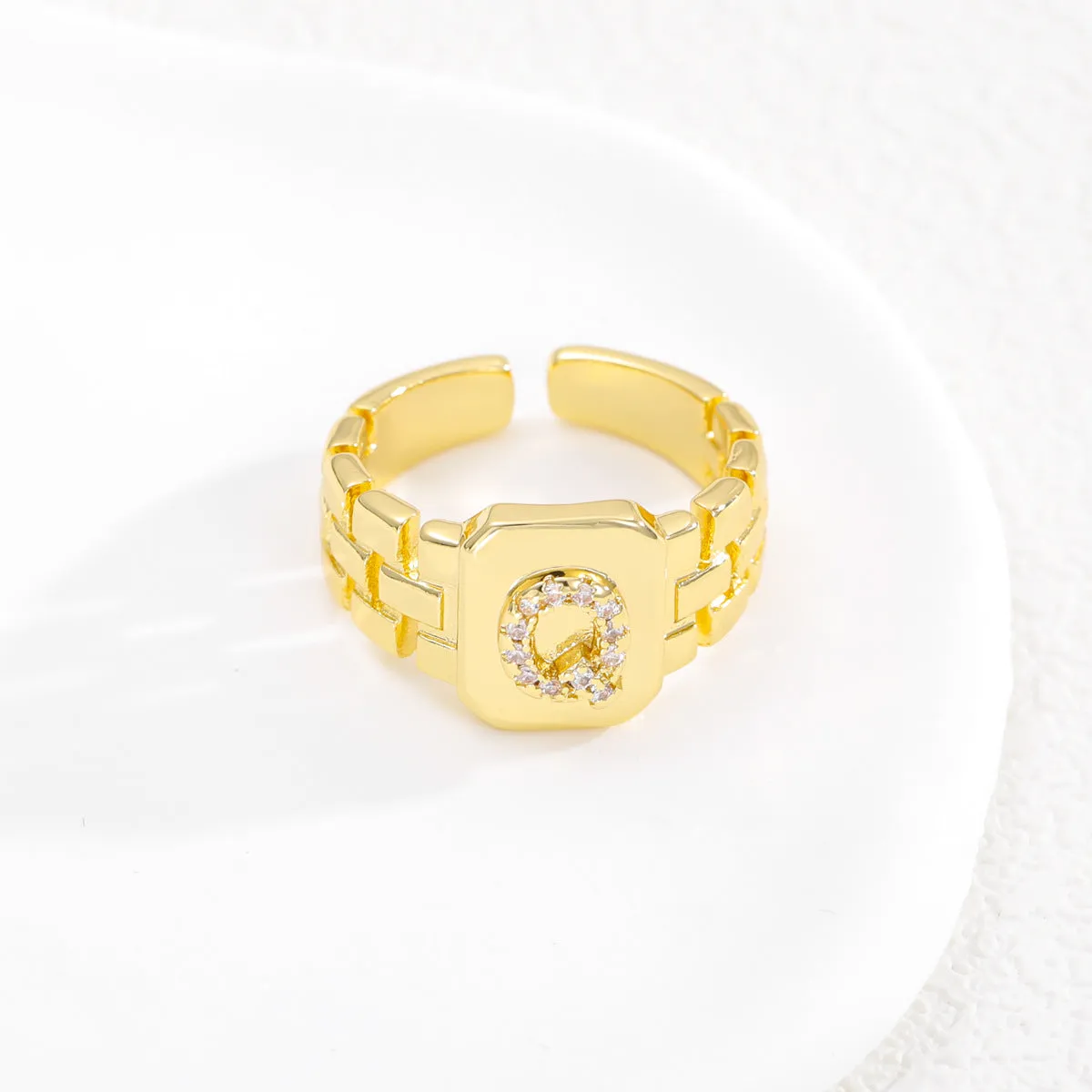 Wholesale Gold plated letter series open ring