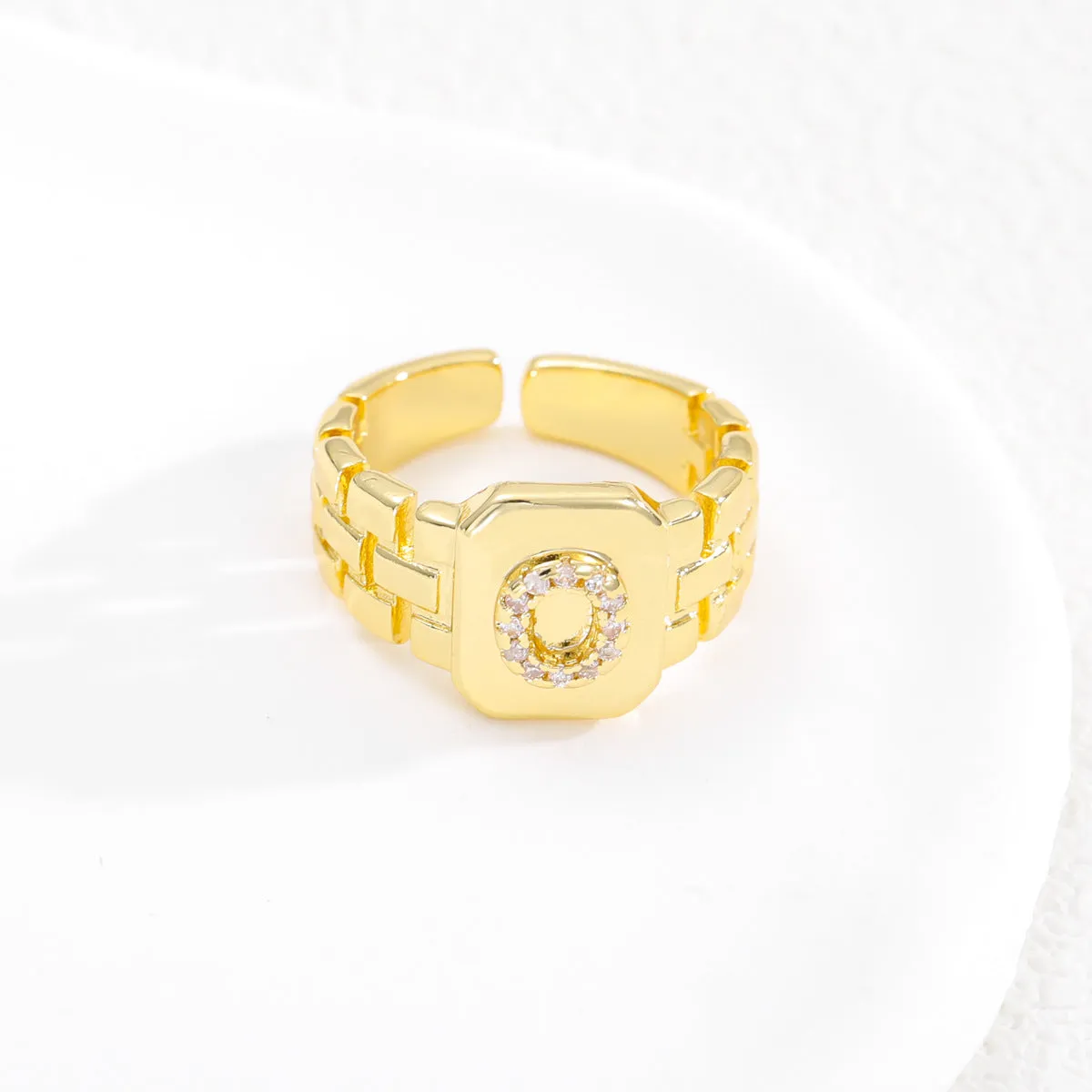 Wholesale Gold plated letter series open ring