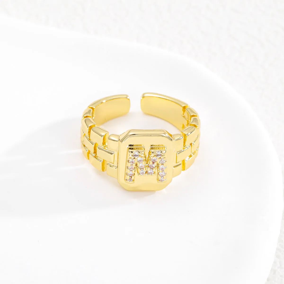 Wholesale Gold plated letter series open ring