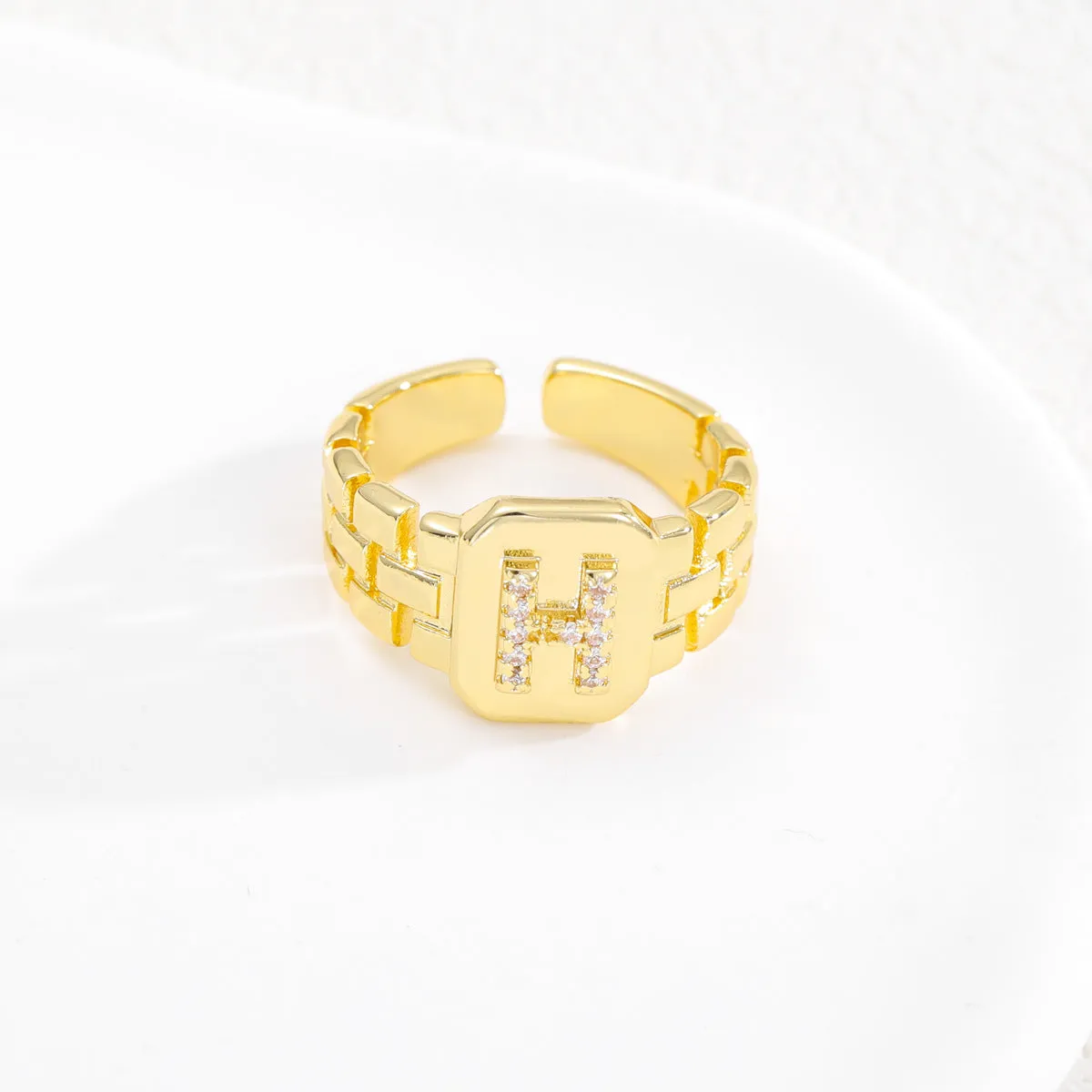 Wholesale Gold plated letter series open ring