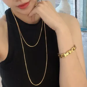 Wholesale Gold-plated square snake bone chain titanium steel necklace light_wish_jewels